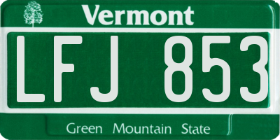 VT license plate LFJ853