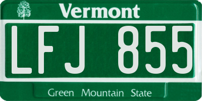 VT license plate LFJ855