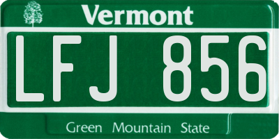 VT license plate LFJ856