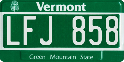 VT license plate LFJ858