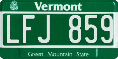 VT license plate LFJ859