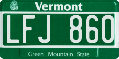 VT license plate LFJ860