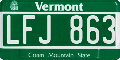 VT license plate LFJ863