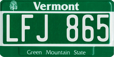 VT license plate LFJ865