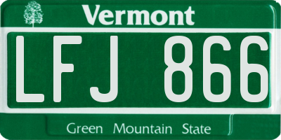 VT license plate LFJ866