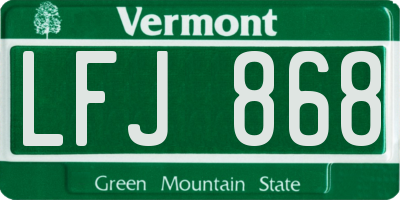 VT license plate LFJ868