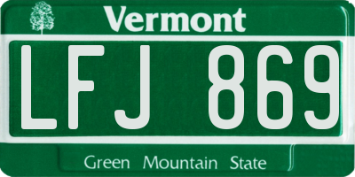 VT license plate LFJ869