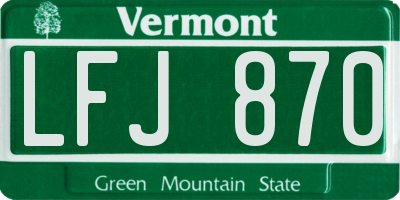 VT license plate LFJ870