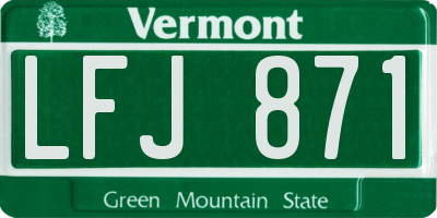 VT license plate LFJ871