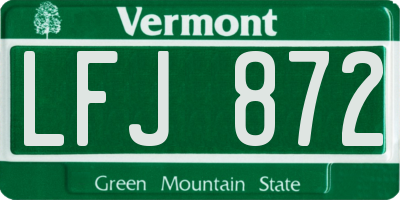 VT license plate LFJ872