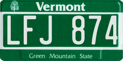 VT license plate LFJ874