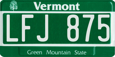 VT license plate LFJ875