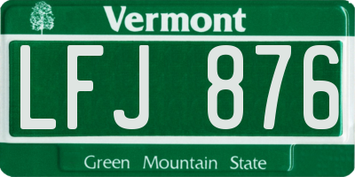 VT license plate LFJ876