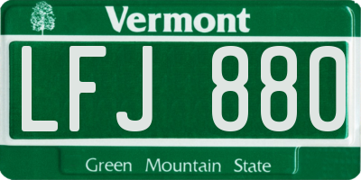 VT license plate LFJ880