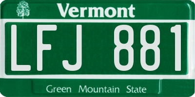VT license plate LFJ881