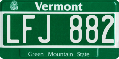 VT license plate LFJ882
