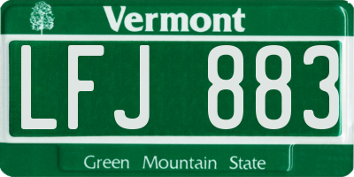 VT license plate LFJ883