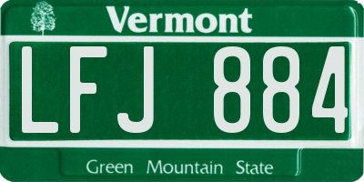 VT license plate LFJ884
