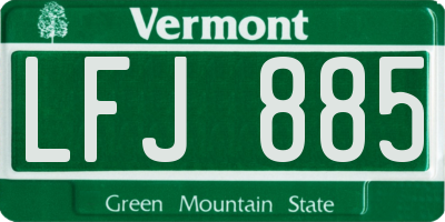 VT license plate LFJ885