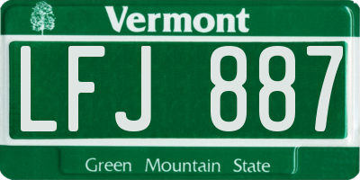 VT license plate LFJ887