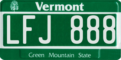 VT license plate LFJ888