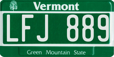 VT license plate LFJ889