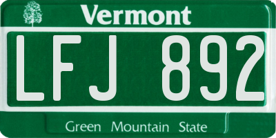 VT license plate LFJ892