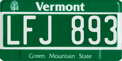 VT license plate LFJ893