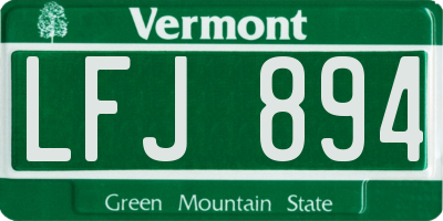 VT license plate LFJ894