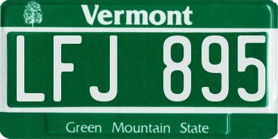 VT license plate LFJ895