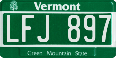 VT license plate LFJ897