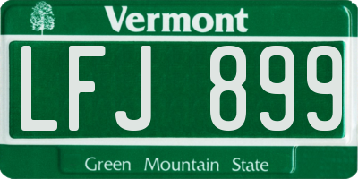 VT license plate LFJ899