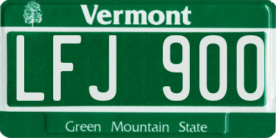 VT license plate LFJ900