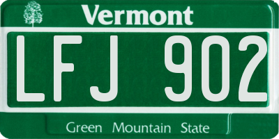 VT license plate LFJ902