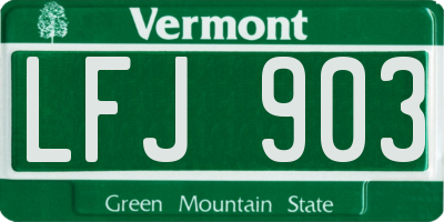 VT license plate LFJ903