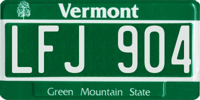 VT license plate LFJ904