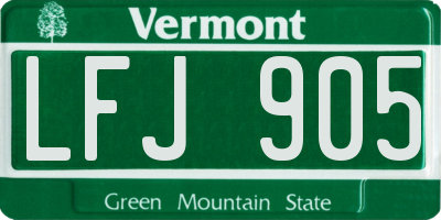 VT license plate LFJ905