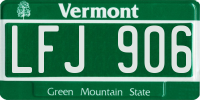VT license plate LFJ906