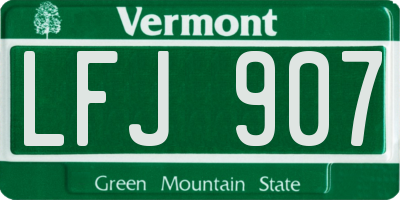 VT license plate LFJ907