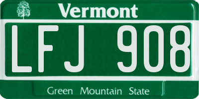 VT license plate LFJ908