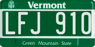 VT license plate LFJ910