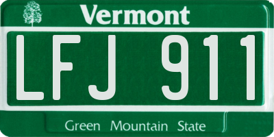VT license plate LFJ911