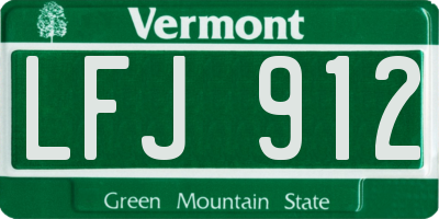 VT license plate LFJ912