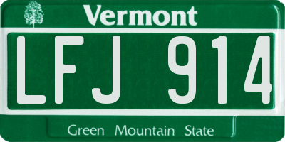 VT license plate LFJ914