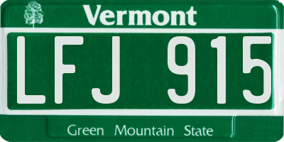 VT license plate LFJ915