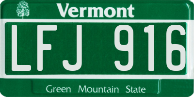 VT license plate LFJ916