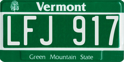 VT license plate LFJ917