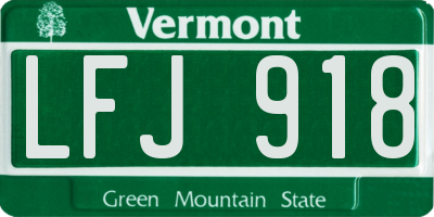VT license plate LFJ918