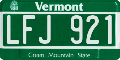 VT license plate LFJ921
