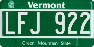VT license plate LFJ922